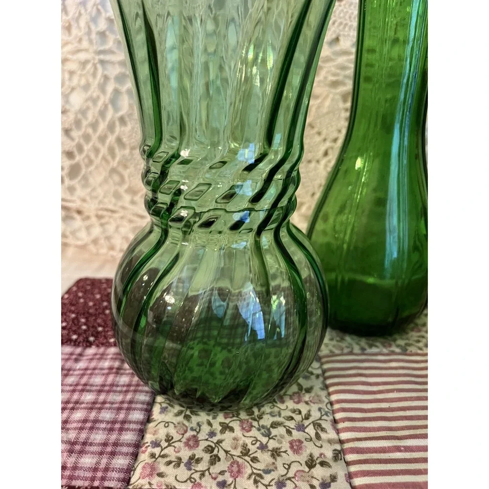 Emerald Green Glass Vase Set 3 Pieces Wedding Vases